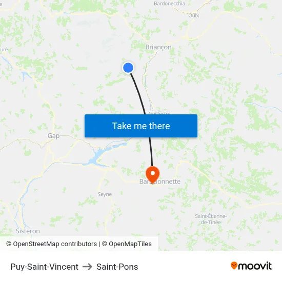 Puy-Saint-Vincent to Saint-Pons map