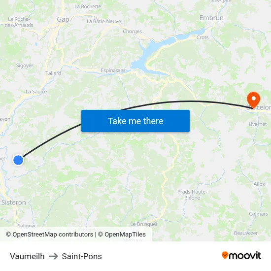 Vaumeilh to Saint-Pons map