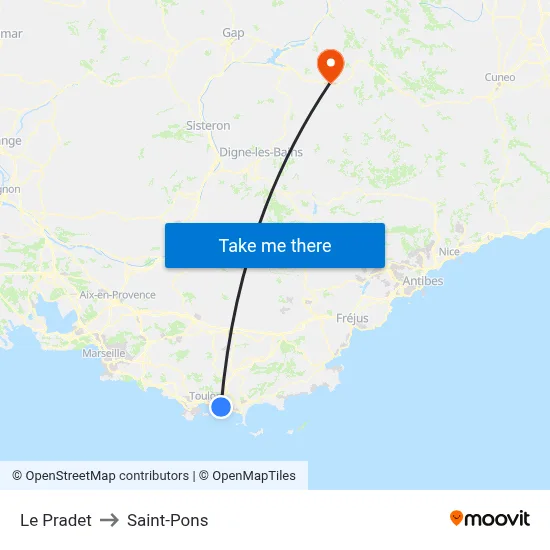 Le Pradet to Saint-Pons map