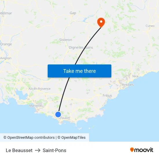 Le Beausset to Saint-Pons map