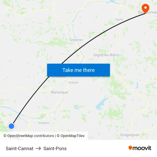 Saint-Cannat to Saint-Pons map