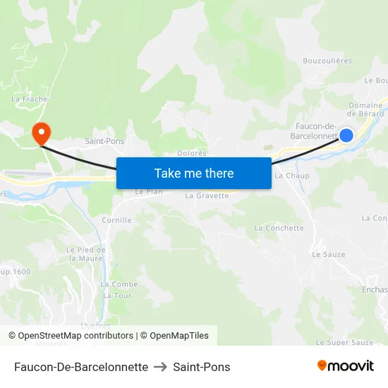 Faucon-De-Barcelonnette to Saint-Pons map