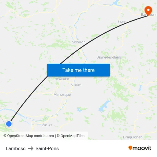 Lambesc to Saint-Pons map