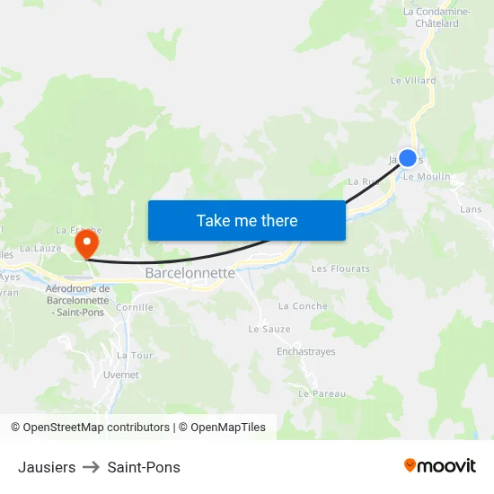Jausiers to Saint-Pons map