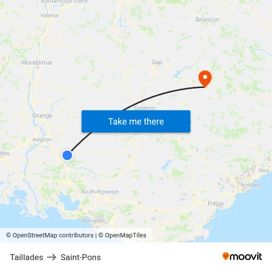 Taillades to Saint-Pons map