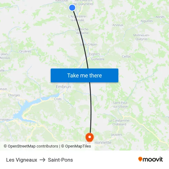 Les Vigneaux to Saint-Pons map