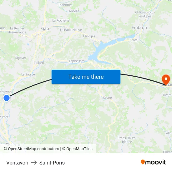 Ventavon to Saint-Pons map