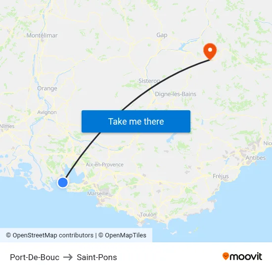 Port-De-Bouc to Saint-Pons map