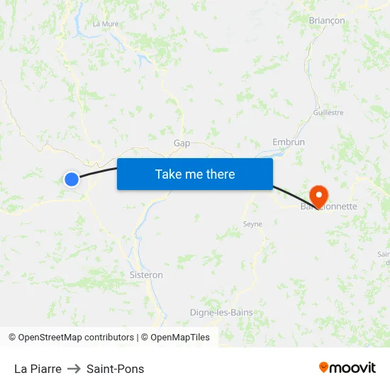 La Piarre to Saint-Pons map