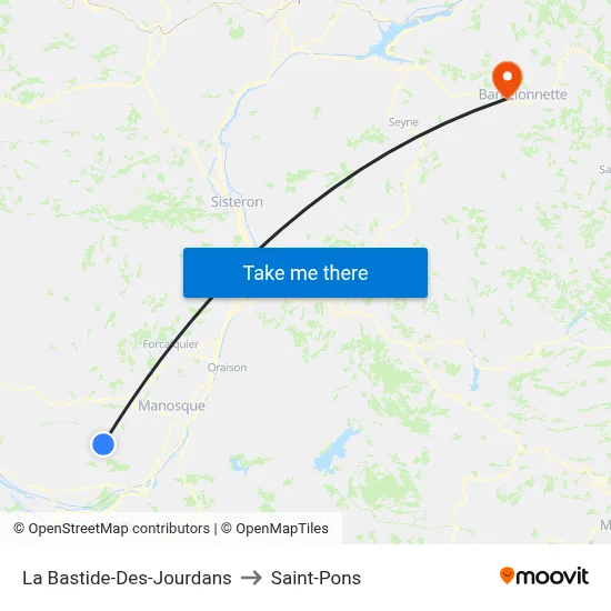 La Bastide-Des-Jourdans to Saint-Pons map