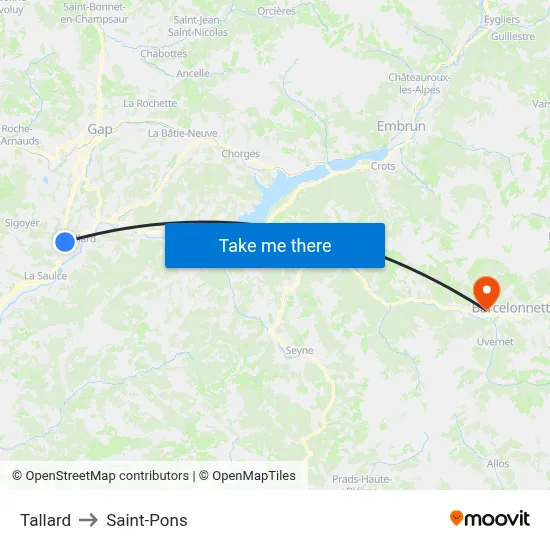 Tallard to Saint-Pons map