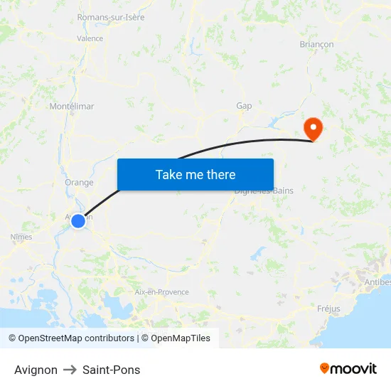 Avignon to Saint-Pons map