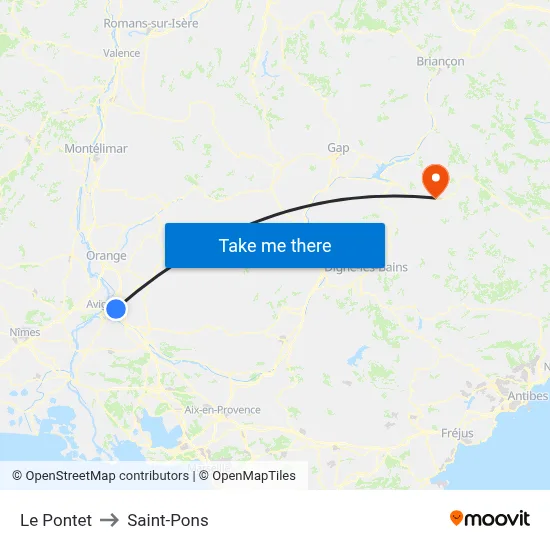 Le Pontet to Saint-Pons map