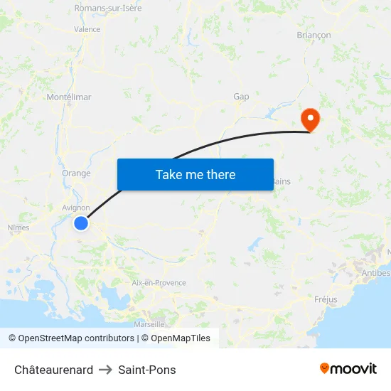 Châteaurenard to Saint-Pons map