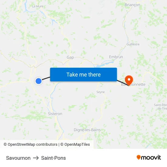 Savournon to Saint-Pons map