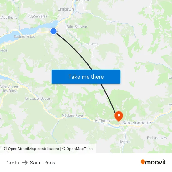 Crots to Saint-Pons map