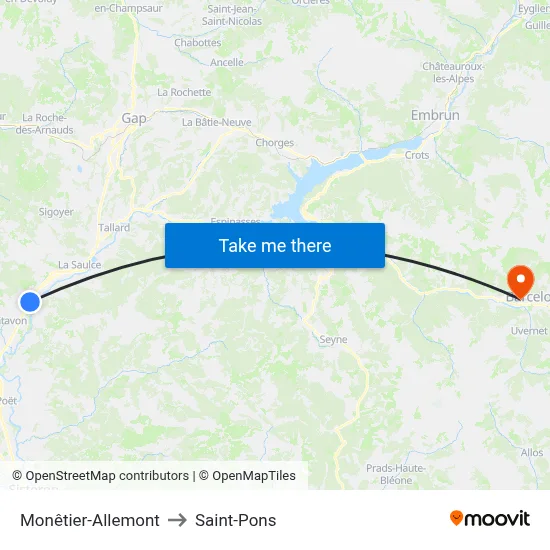 Monêtier-Allemont to Saint-Pons map