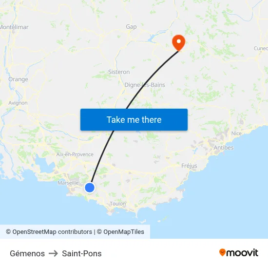 Gémenos to Saint-Pons map