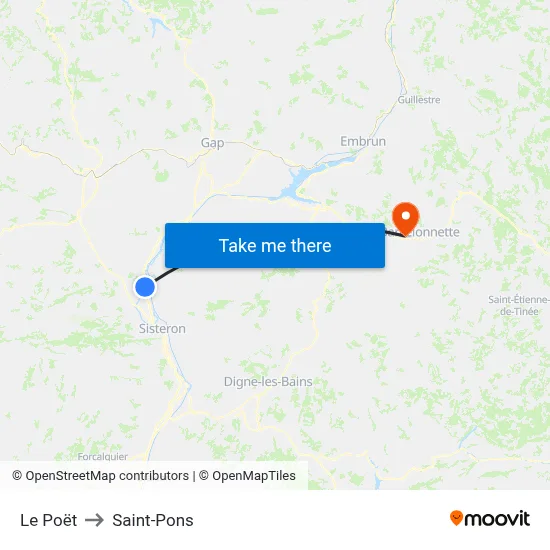 Le Poët to Saint-Pons map