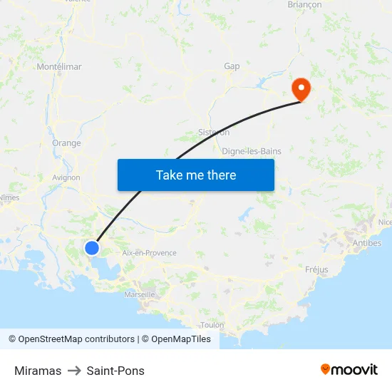 Miramas to Saint-Pons map