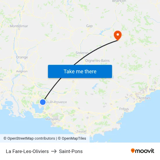 La Fare-Les-Oliviers to Saint-Pons map