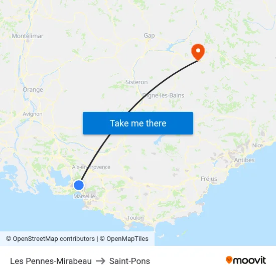 Les Pennes-Mirabeau to Saint-Pons map