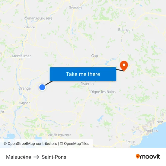 Malaucène to Saint-Pons map