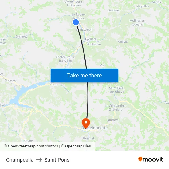 Champcella to Saint-Pons map