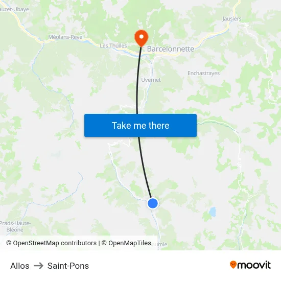 Allos to Saint-Pons map