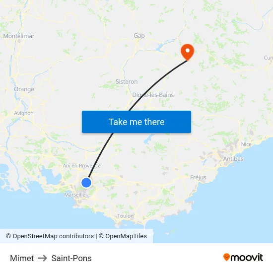 Mimet to Saint-Pons map