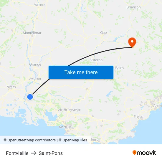 Fontvieille to Saint-Pons map