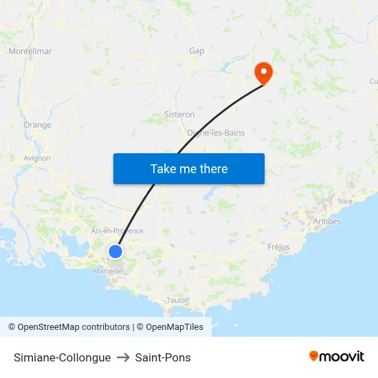Simiane-Collongue to Saint-Pons map