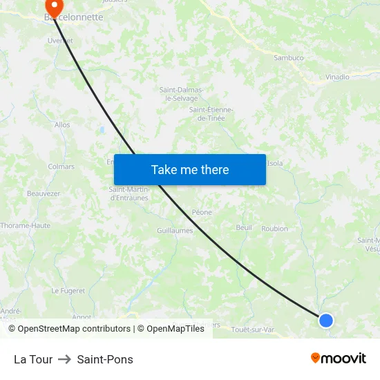 La Tour to Saint-Pons map