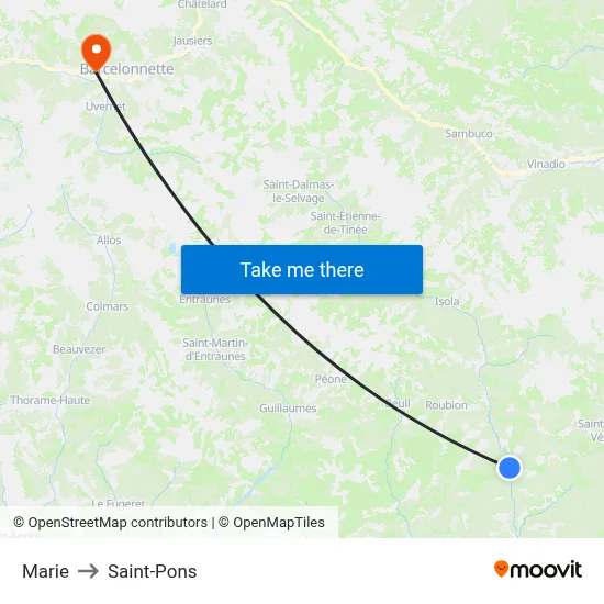 Marie to Saint-Pons map