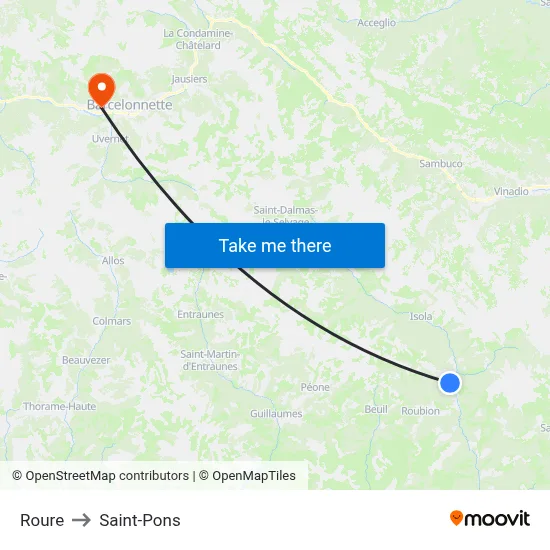 Roure to Saint-Pons map