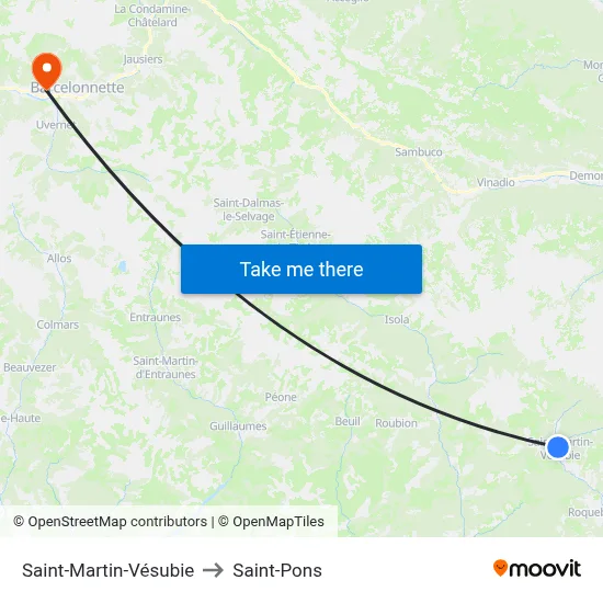 Saint-Martin-Vésubie to Saint-Pons map
