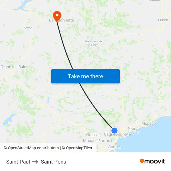 Saint-Paul to Saint-Pons map