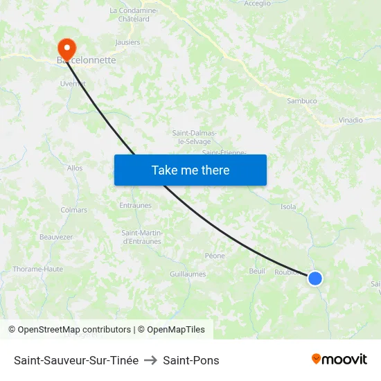 Saint-Sauveur-Sur-Tinée to Saint-Pons map