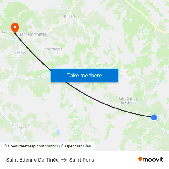 Saint-Étienne-De-Tinée to Saint-Pons map