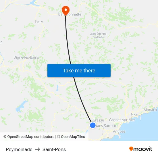 Peymeinade to Saint-Pons map