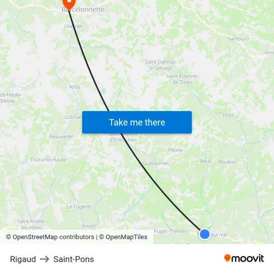 Rigaud to Saint-Pons map