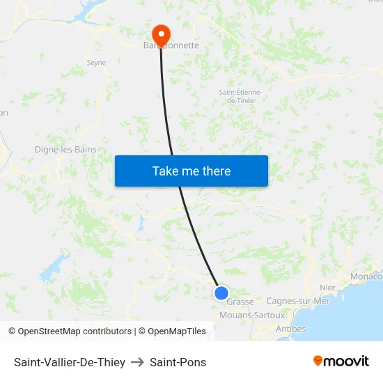 Saint-Vallier-De-Thiey to Saint-Pons map
