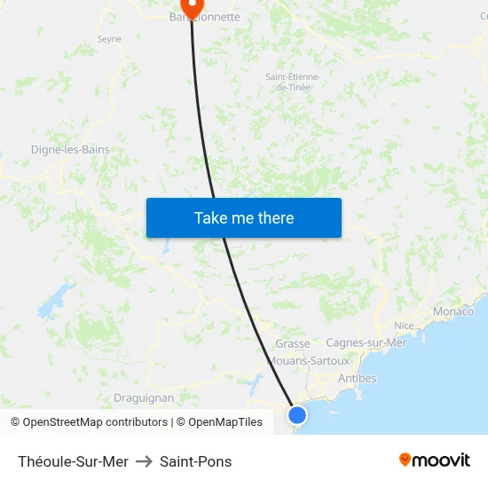 Théoule-Sur-Mer to Saint-Pons map