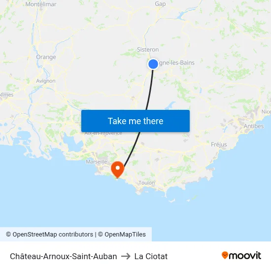 Château-Arnoux-Saint-Auban to La Ciotat map