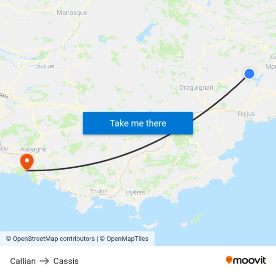 Callian to Cassis map