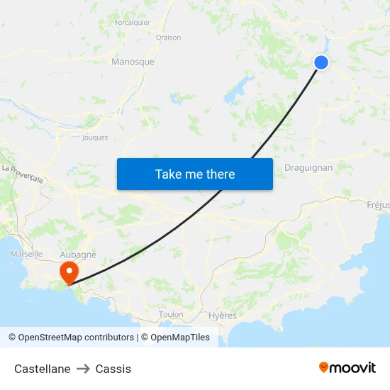 Castellane to Cassis map