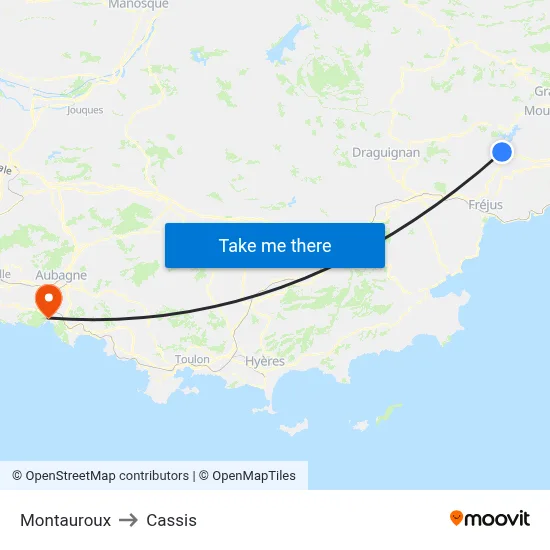 Montauroux to Cassis map