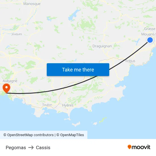 Pegomas to Cassis map