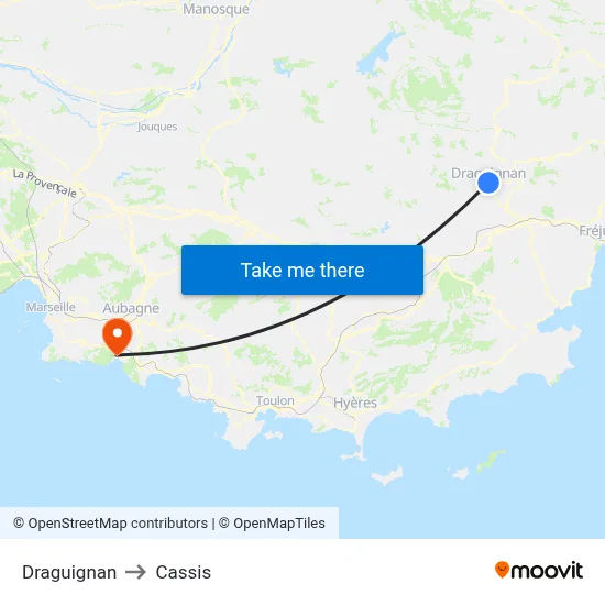 Draguignan to Cassis map