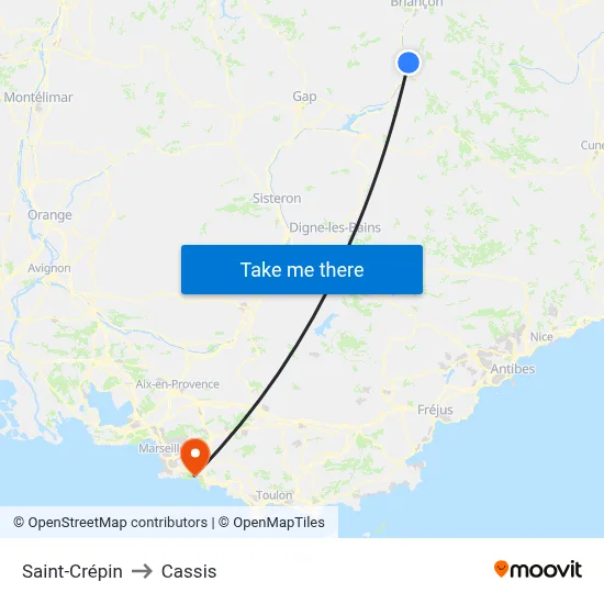 Saint-Crépin to Cassis map
